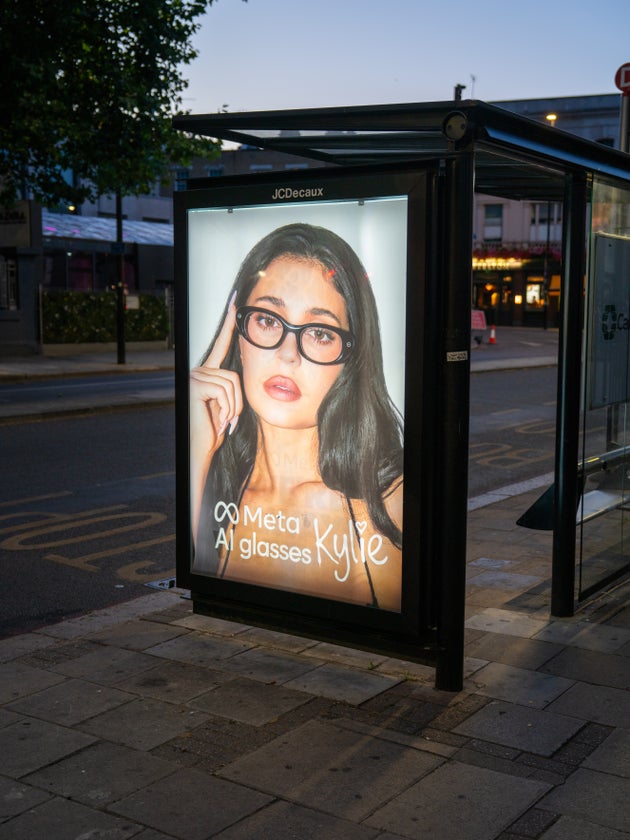 Everyone Hates Elon lenticular billboard transforming Kylie Jenner into an X-ray in London