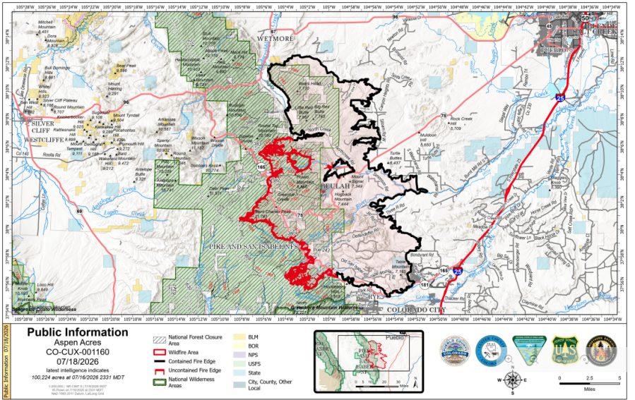 Aspen Acres Fire Map July 18