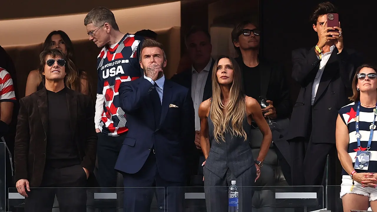 Tom Cruise, David Beckham and Victoria Beckham watching the match between the USA and Paraguay in Los Angeles in June 2026.