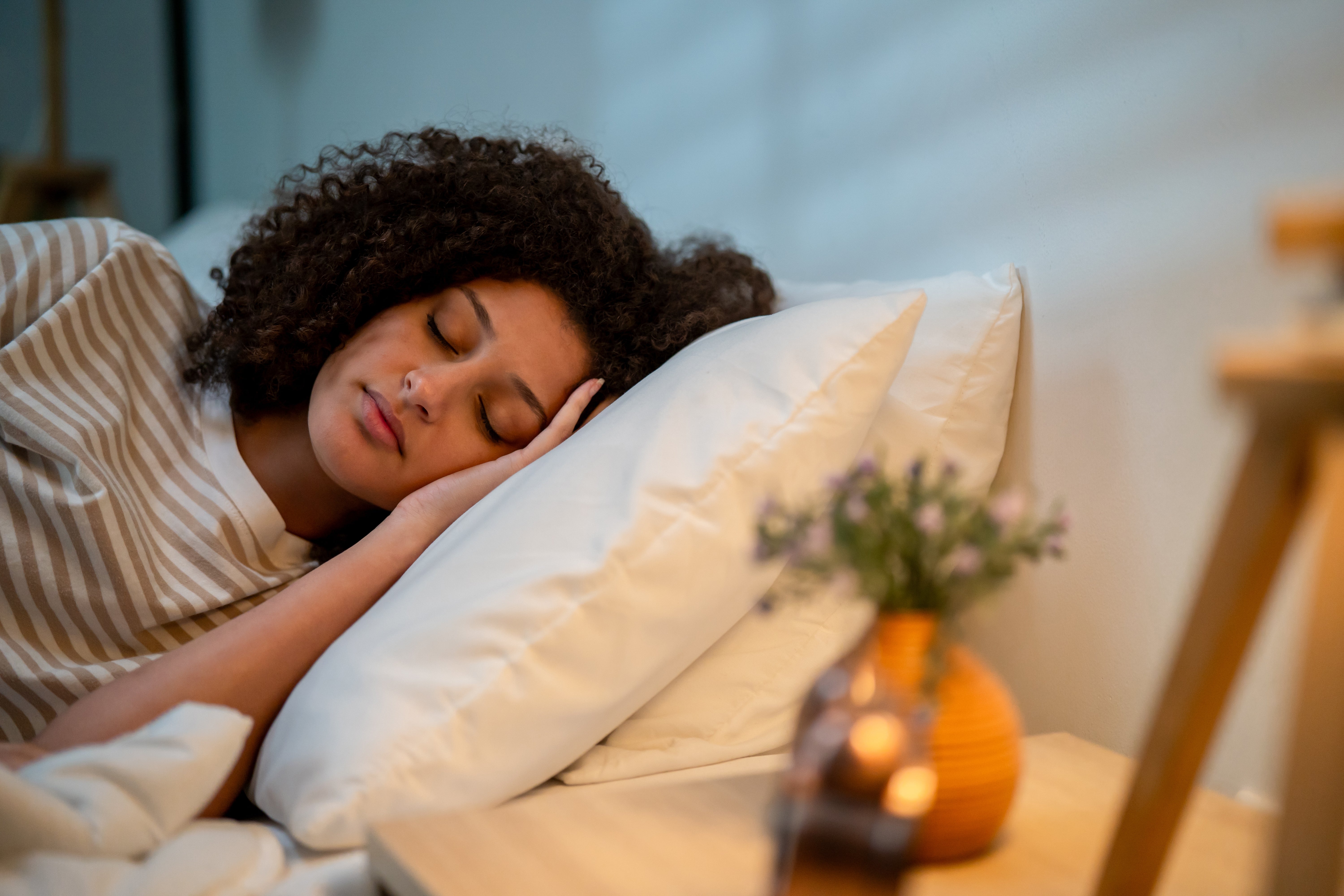 A person sleeping in bed