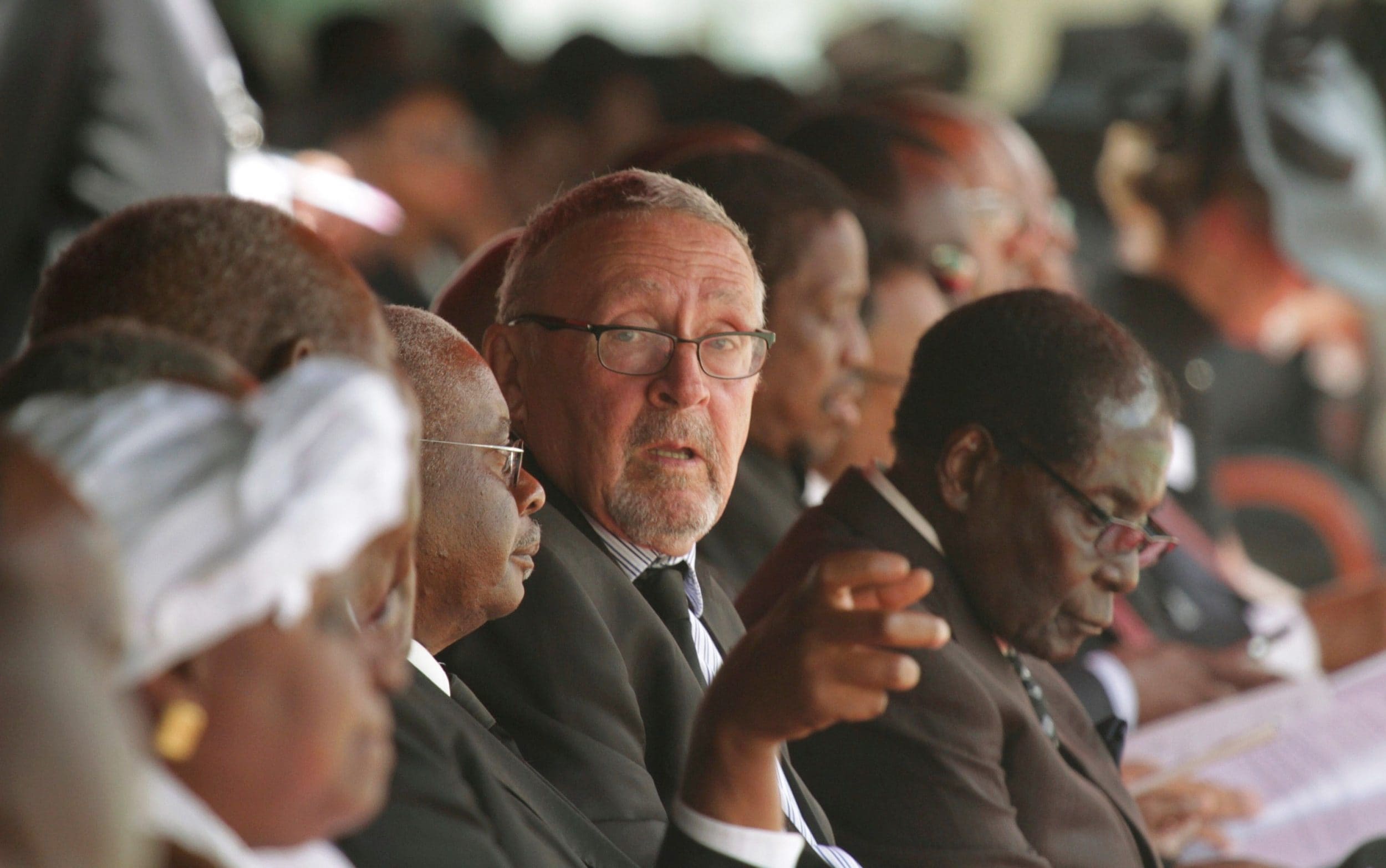 Guy Scott, as Acting President of Zambia, attending the funeral of his predecessor Michael Sata in Lusaka in 2014