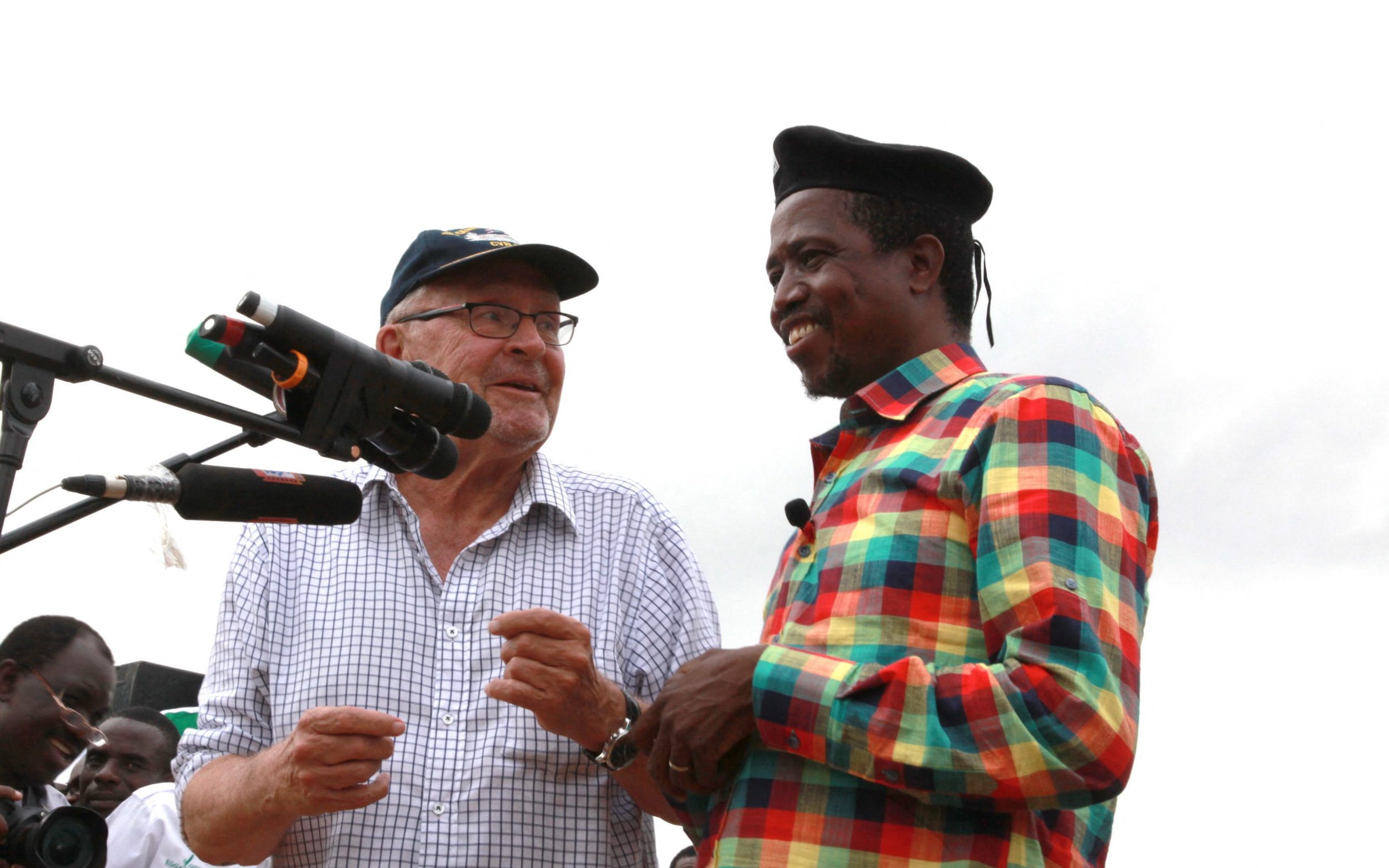 Scott as Acting President with Edgar Lungu, who would succeed him, during the election campaign in January 2015