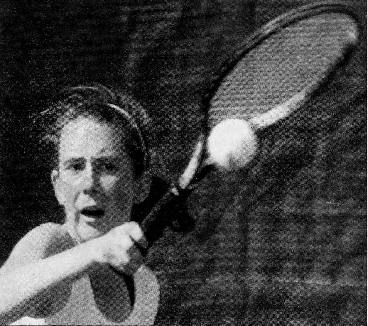 Former South Burlington girls tennis star Sara Hughes playing in the 1999 Division I state championship match.