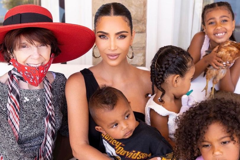 Kim Kardashian with her late grandmother Mary Jo 'MJ' Shannon and her children in a heartfelt family photo