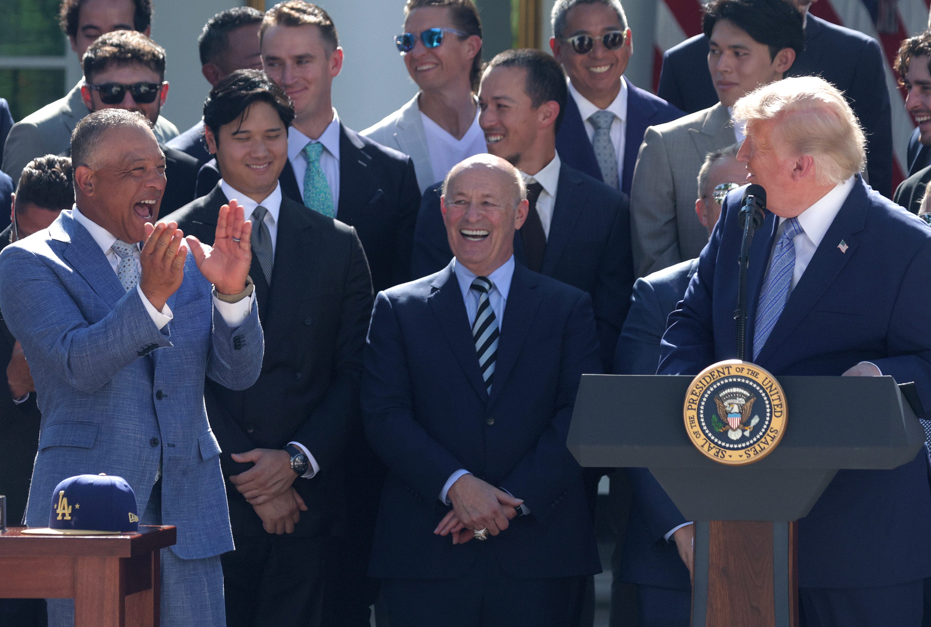 Dodgers visit White House, as owner gives President Trump championship ...