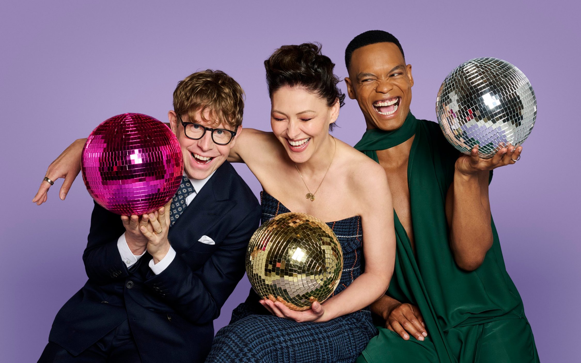 stand-up comedian Josh Widdicombe TV host Emma Willis and Strictly professional Johannes Radebe