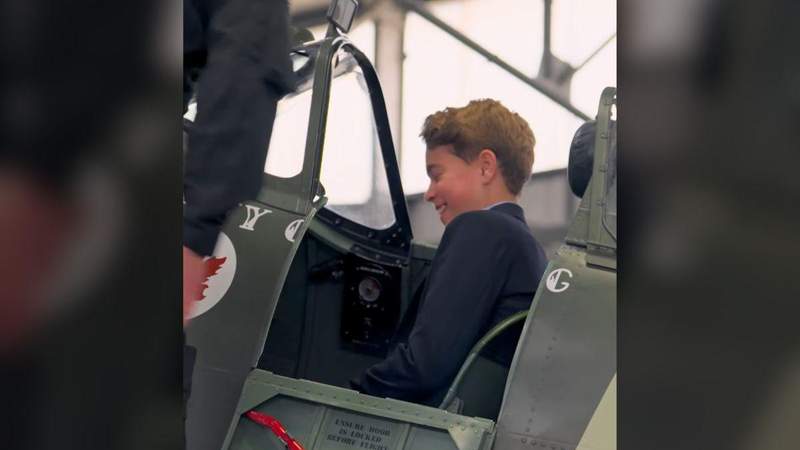 Prince George got to sit in the cockpit of a WWI bomber on a recent tour of an RAF base.@princeandprincessofwales/Instagram