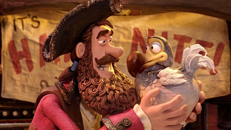 Pirate Captain caressing a Dodo in The Pirates! Band of Misfits
