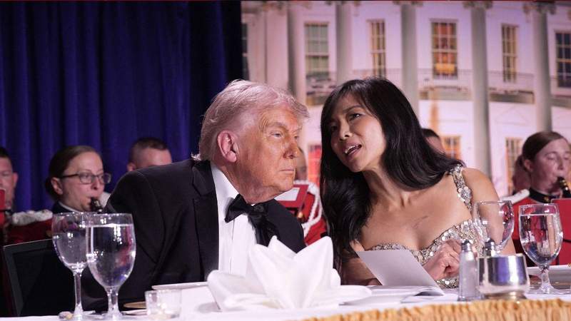Donald Trump 'congratulated' Kaitlan Collins on her award at the dinner event on Friday evening.MEGA