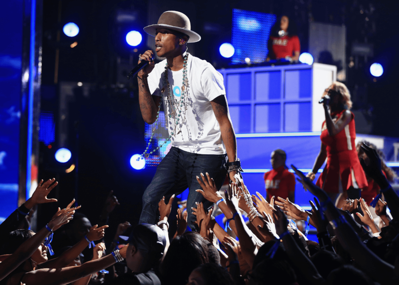 Pharrell Williams performing. - 