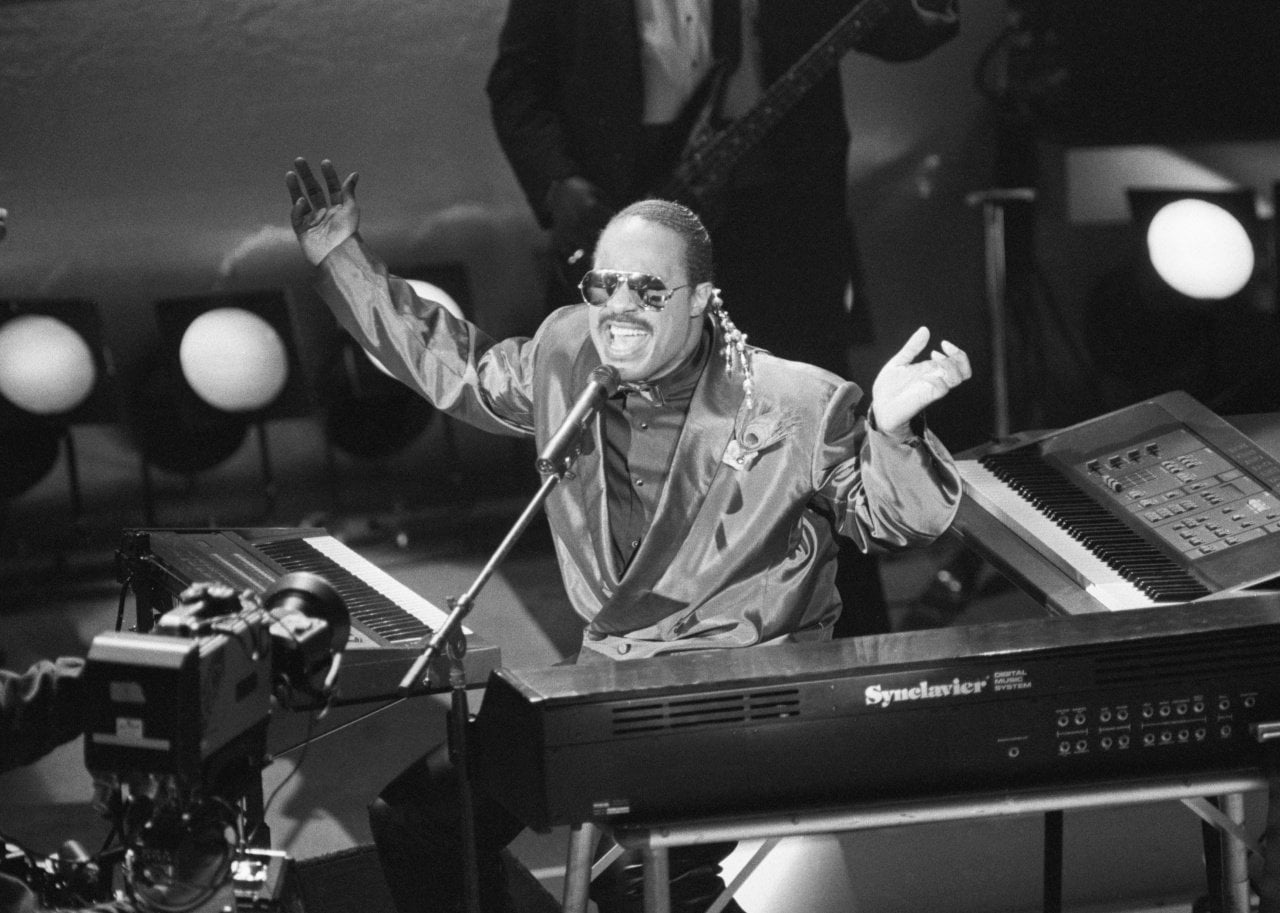 Stevie Wonder performing. - 