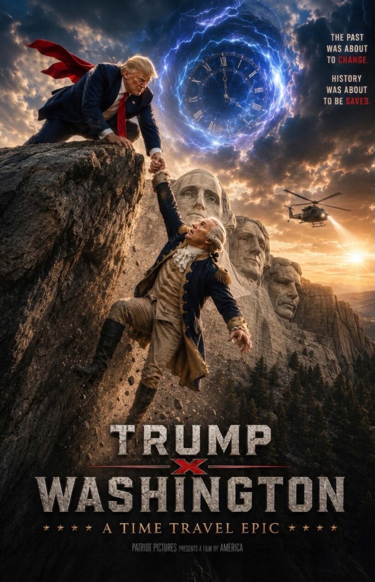 Donald Trump 'Saves' George Washington in AI Hollywood Movie Poster - AOL
