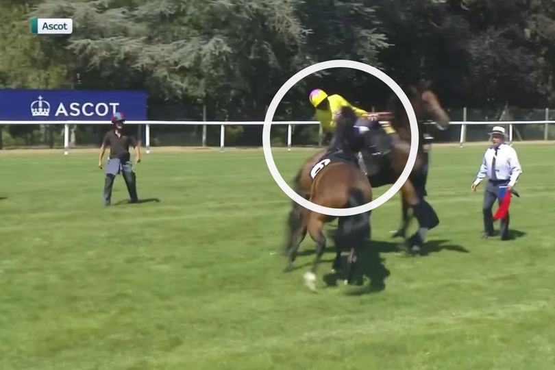 Kaiya Fraser is hauled off his mount as Mr Twig attacks him