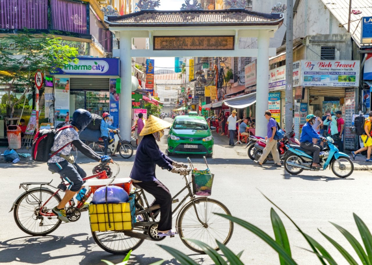 Pham Ngu Lao street in Ho Chi Minh City. - 