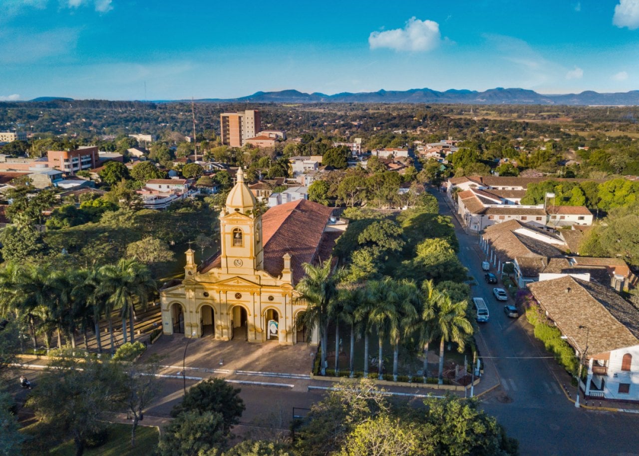 Aerial view of church in Villarrica. - 