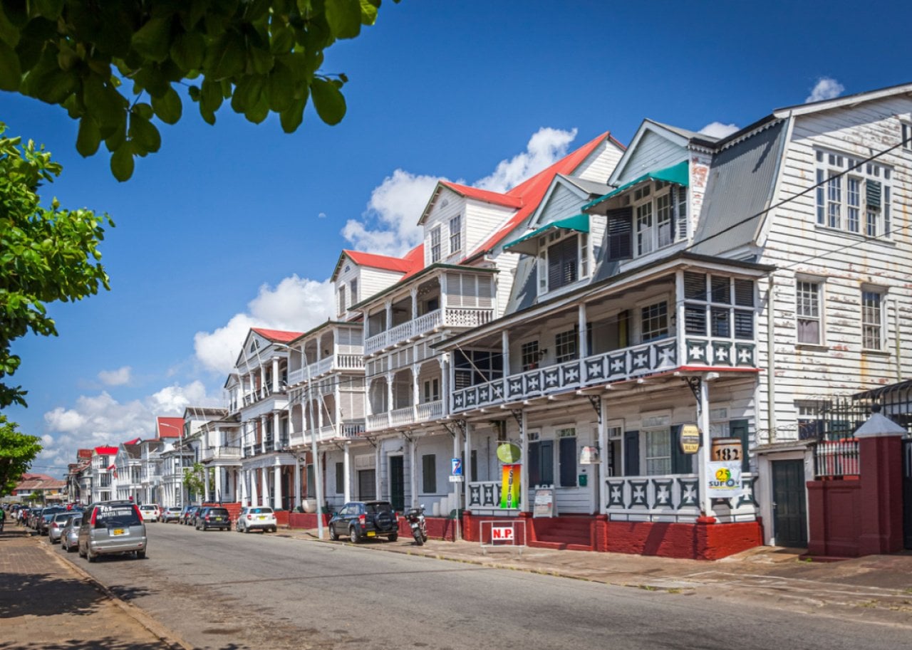 Colonial buildings in Paramaribo. - 