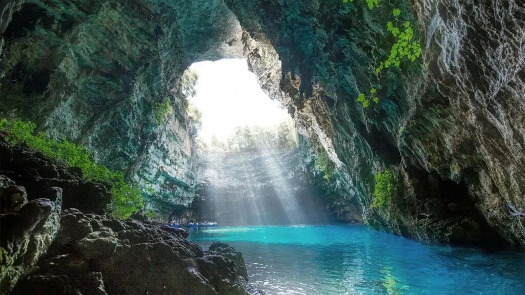 Melissani Cave on the Greek island of Kefalonia, which many archaeologists and historians associate with the 