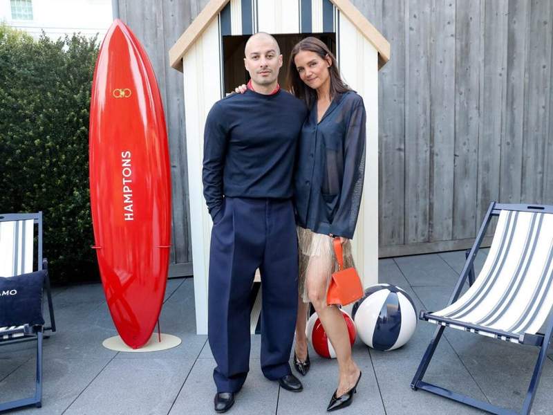 Jason Bard Yarmosky and Katie Holmes attended Ferragamo’s intimate dinner on Friday, July 24, 2026, celebrating Ferragamo’s return to the Hamptons, co-hosted by Daniella Vitale (CEO of Ferragamo Americas) and Gabrielle Union-Wade. The evening brought together an exceptional group of guests from the fashion, entertainment, creative, and art worlds for a memorable celebration. Credit: Neil Rasmus/BFA.com)