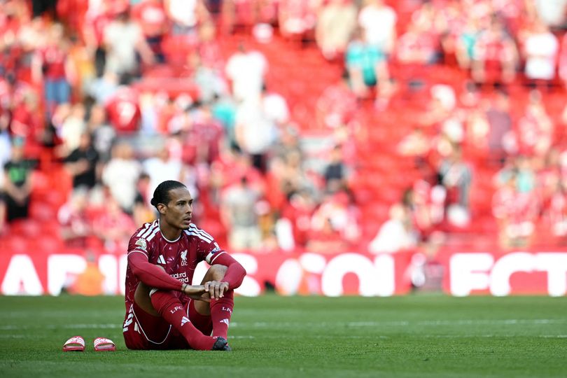 Virgil van Dijk looks on after the English Premier League football match between Liverpool and Brentford at Anfield in Liverpool, north west England on May 24, 2026
