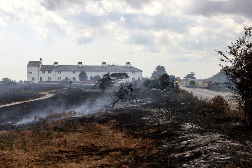 Cottages were saved despite the landscape around them being burnt to the ground
