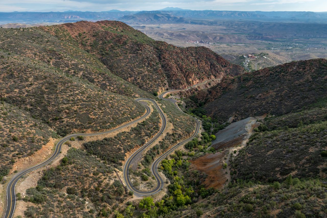 An aerial view of U.S. Route 89 winding through mountains in Arizona.Credit: Adam Borowski/Getty Images