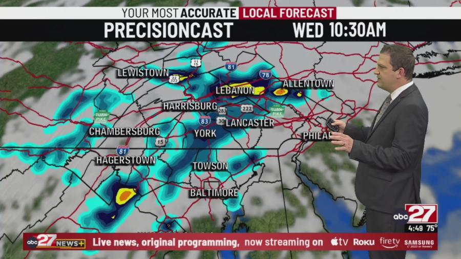 Showers exit this morning, clearing later today, pleasant Tuesday ahead