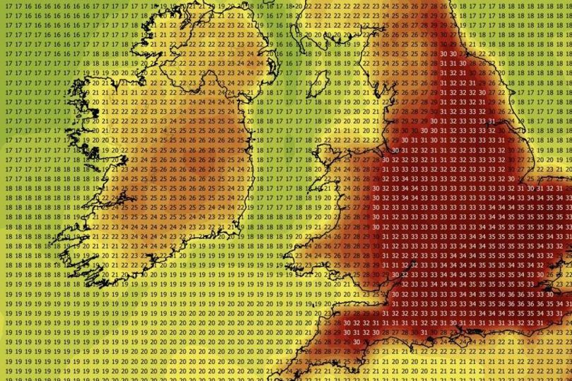 UK weather maps show Brits to bake in new heatwave as 14 counties set for 35C+ temperatures - see full list