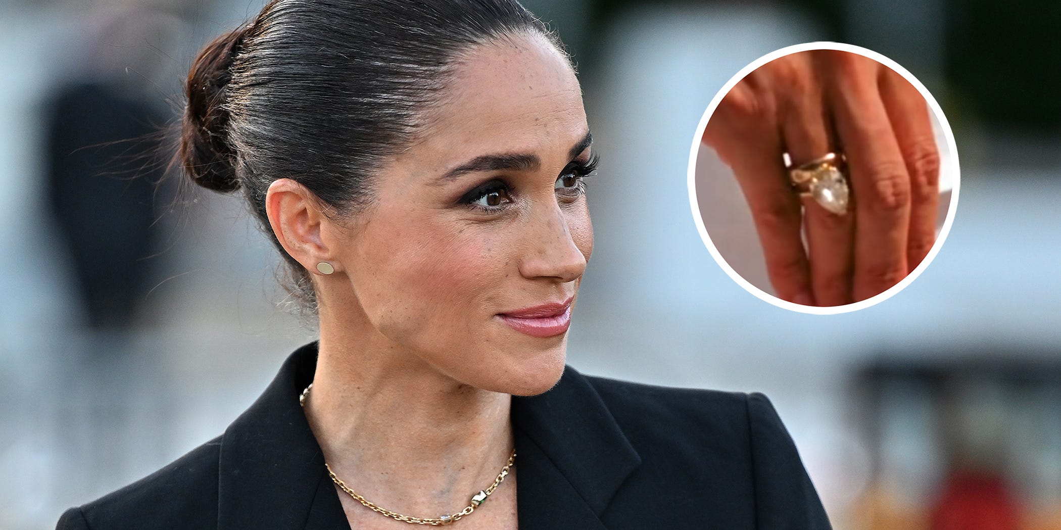 Meghan Markle Flashes Her New Giant Pear Diamond Ring, Which Is More Complex Than It Looks
