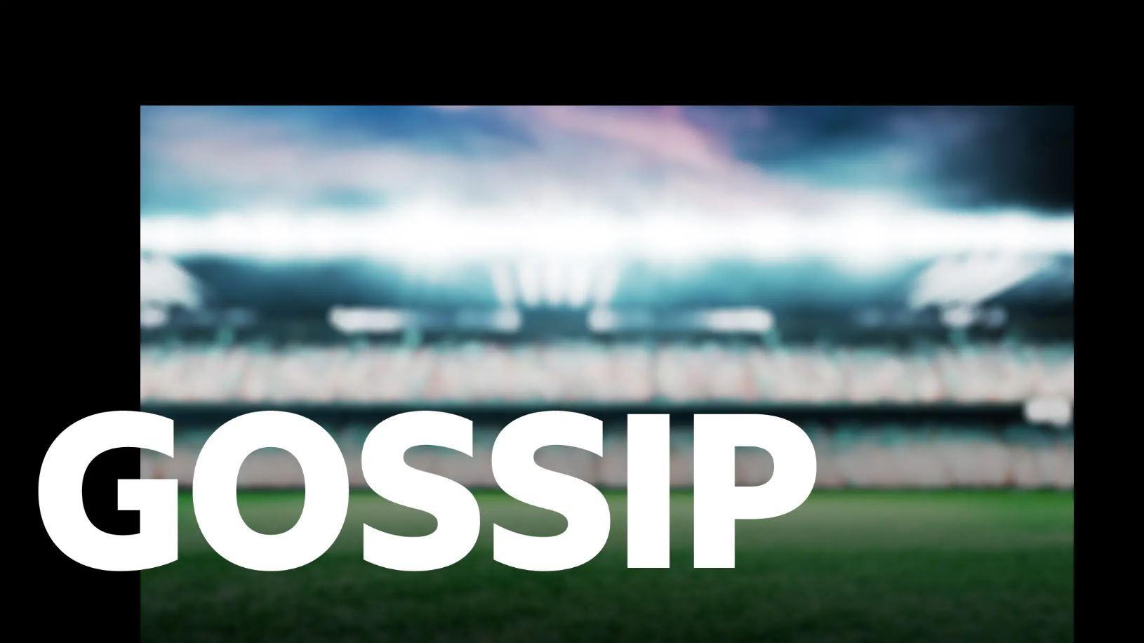 BBC Sport's gossip column graphic which has 'gossip' written in white letters on top of a blurred out floodlit football stadium