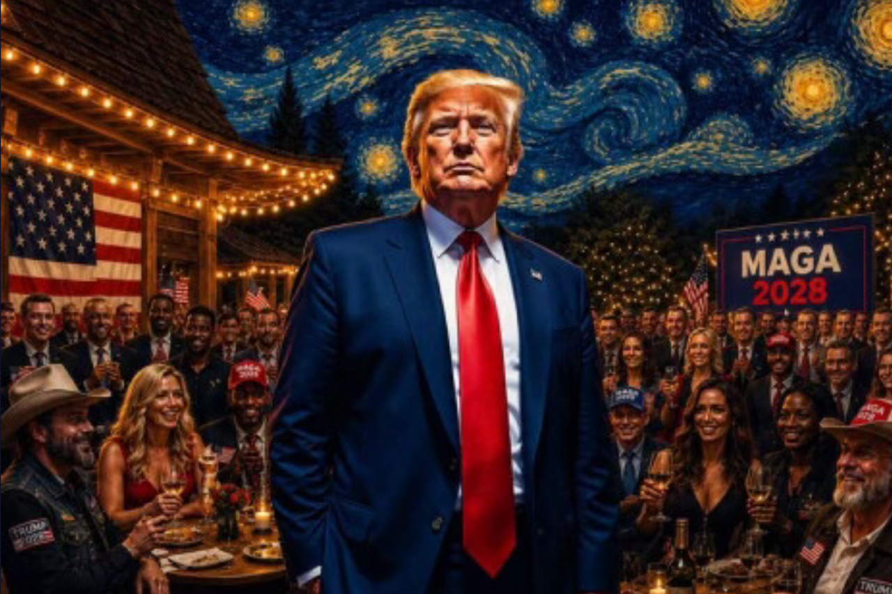 Trump posts Van Gogh-inspired meme of MAGA party under ‘Starry Night' sky