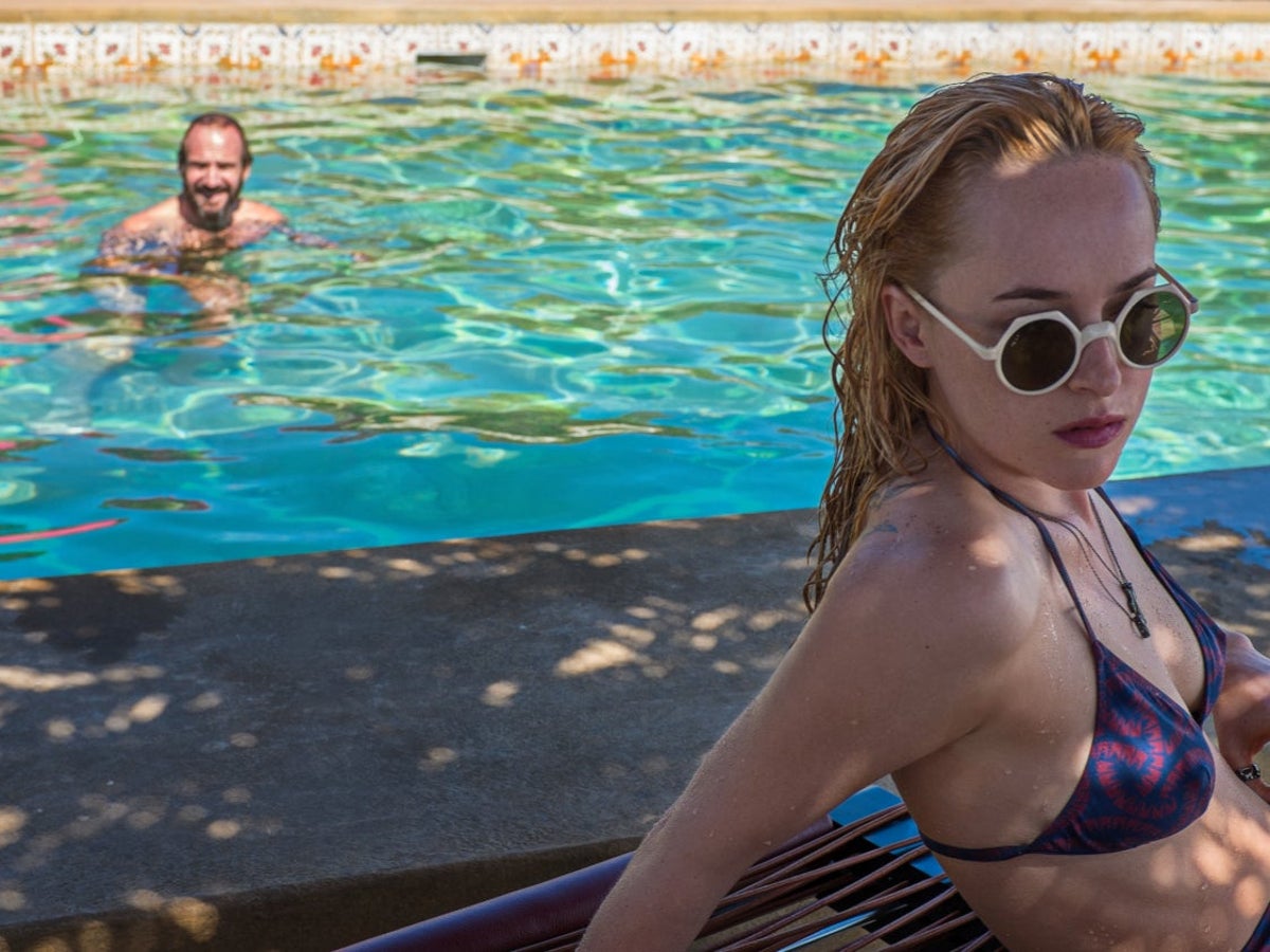 Switching off: Ralph Fiennes and Dakota Johnson in Guadagnino’s acclaimed 2015 film ‘A Bigger Splash’ (Studio Canal)