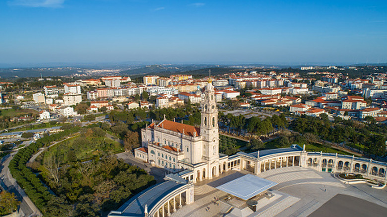 aerial view of a cathedral complex in Fatima