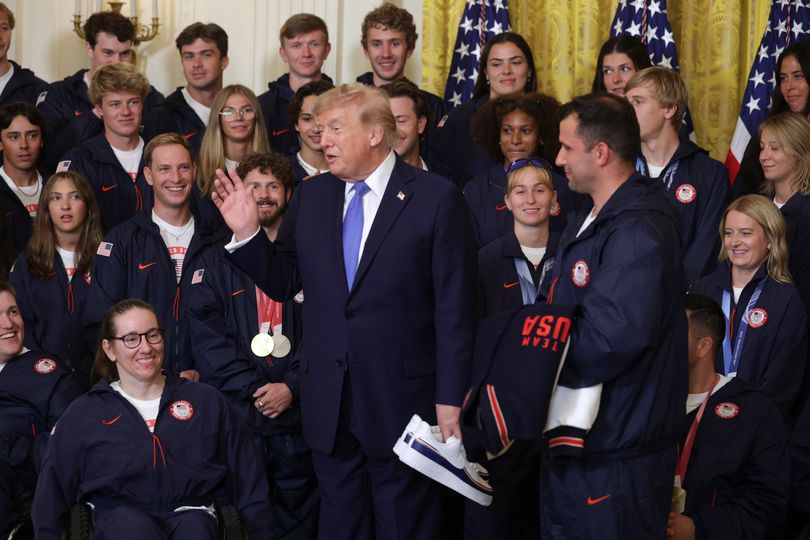 Donald Trump awkwardly tells Team USA star 'you look better in person' as Olympians stunned