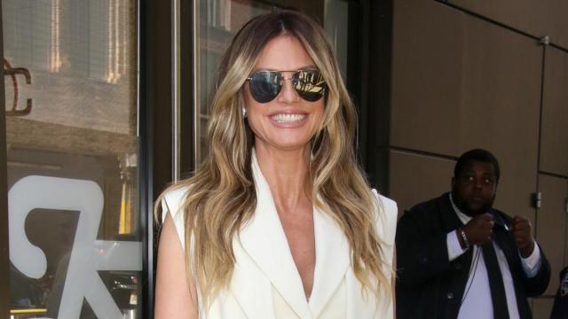 Heidi Klum’s Unbuttoned Shirt Blows Open, Revealing Skimpy Bikini