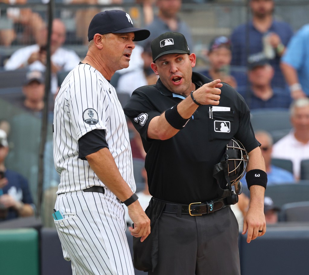 Yankees’ Aaron Boone defends Jose Caballero after latest pitch clock ...