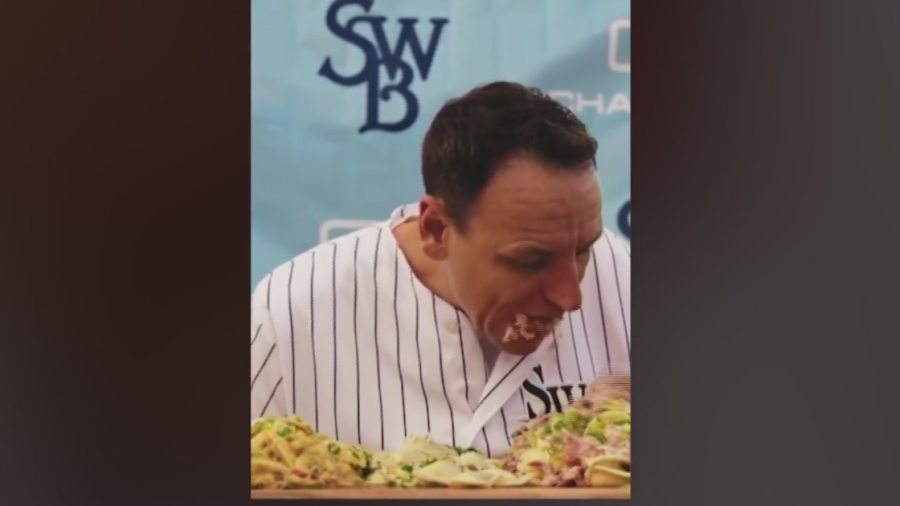 Joey Chestnut visits SWB Railriders - AOL