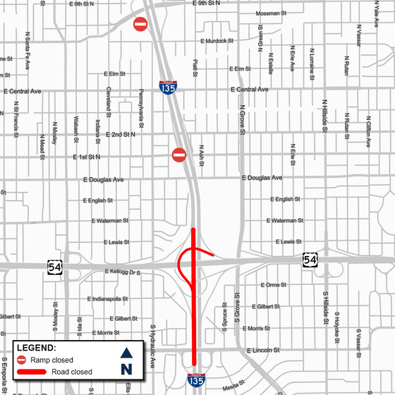 Southbound I-135 is set to close for hours this weekend in Wichita ...
