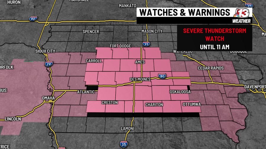 Severe weather moving through central Iowa Thursday