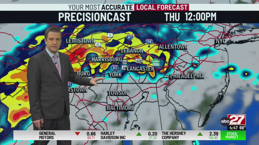 Pleasant day ahead with increasing humidity, rainy and cooler tomorrow