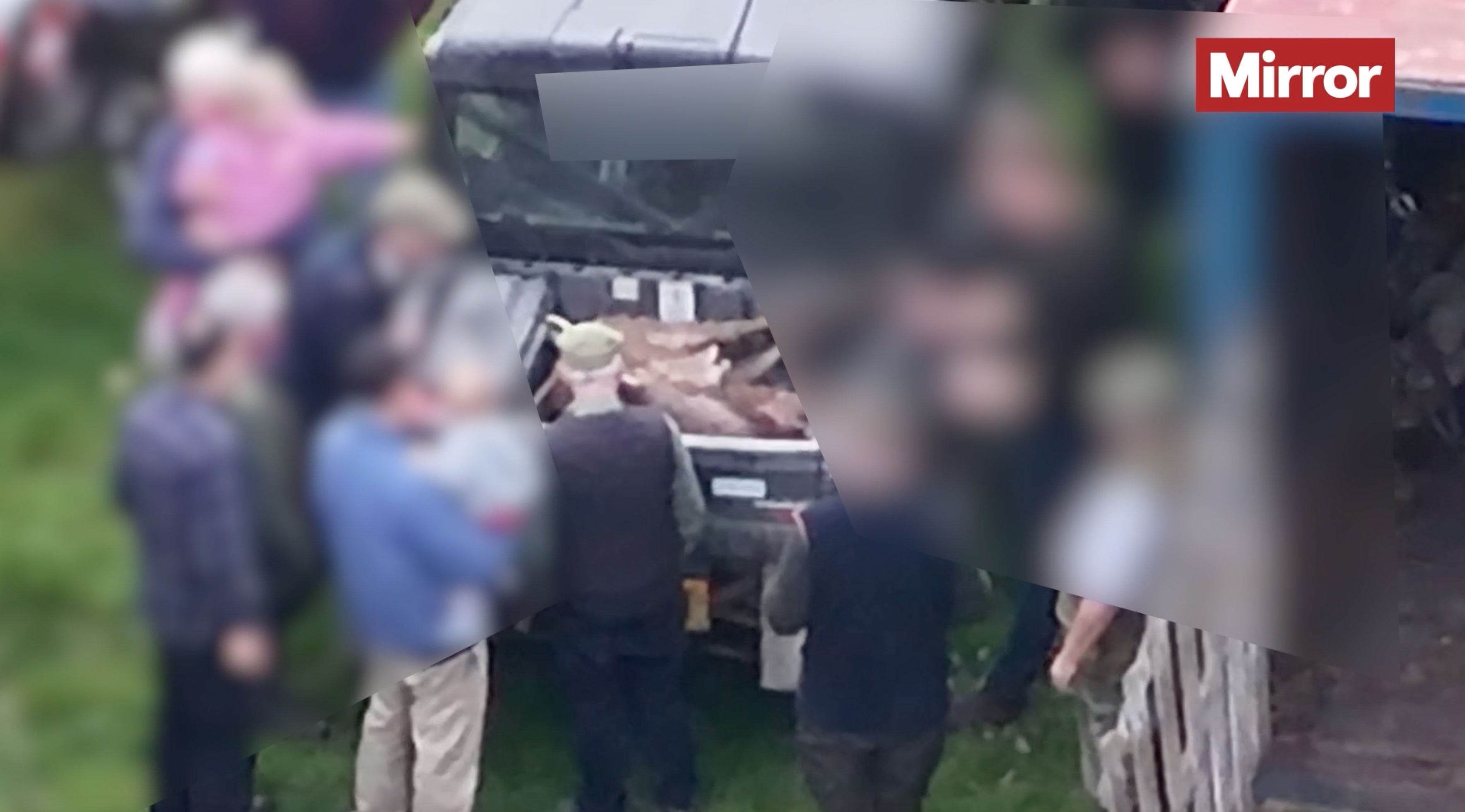 Young children shown hunted deer corpse in disturbing drone footage