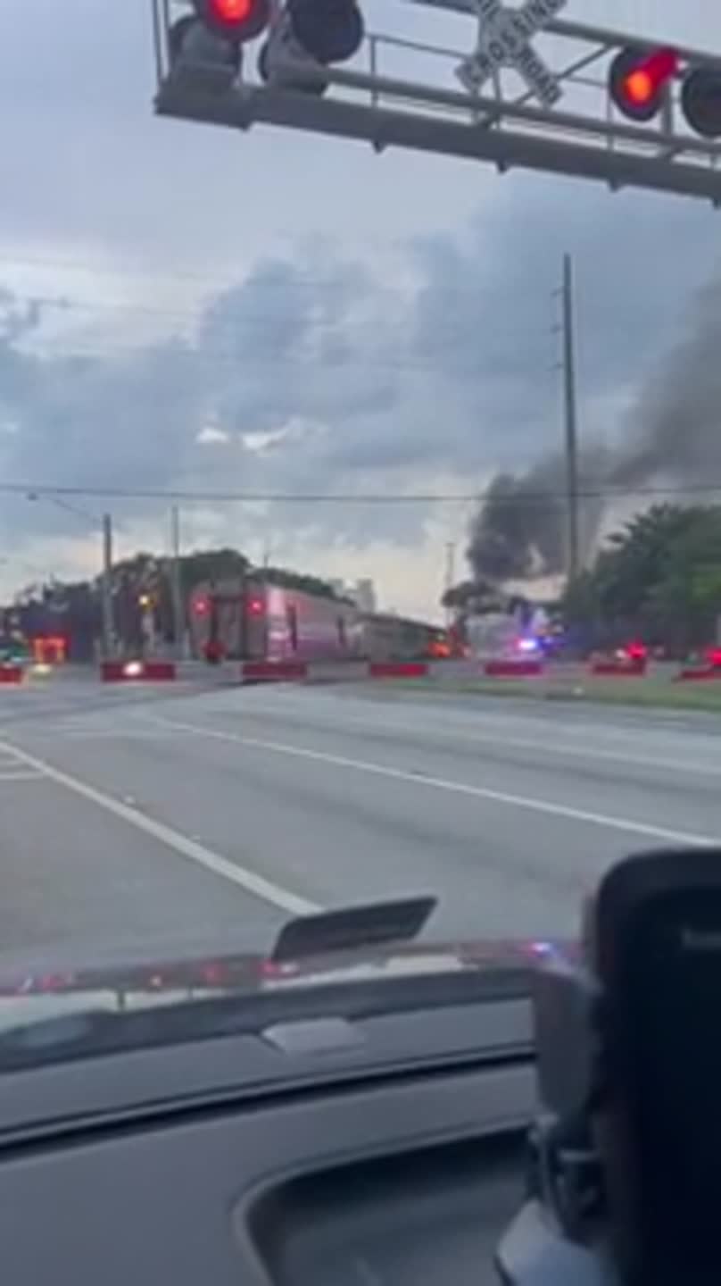 Fire broke out after collision between Amtrak train and a car in Broward: FLFR - AOL