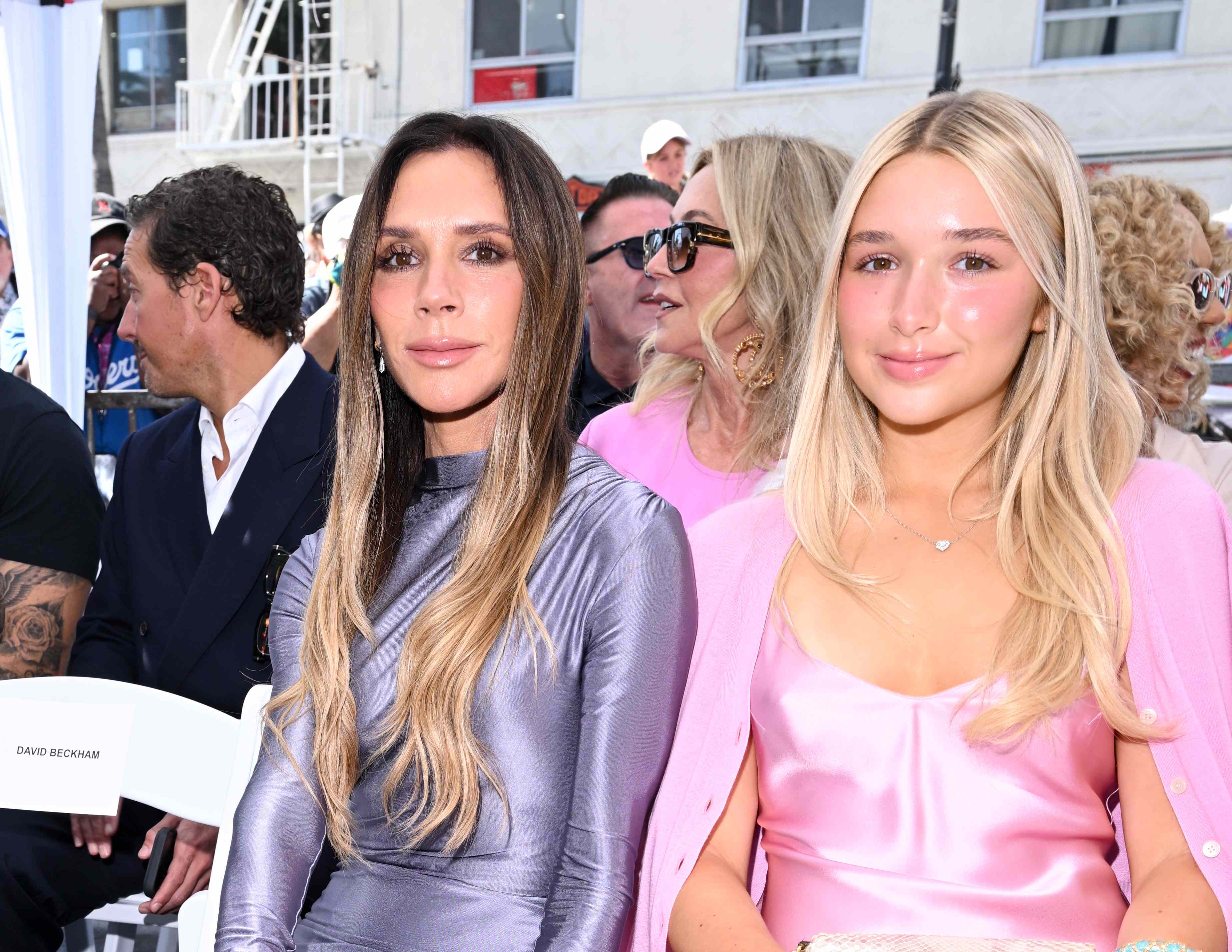 New Photo - Victoria Beckham Turns Heads in a Super Plunging, Sheer Gown While Posing With Lookalike Daughter Harper, 15