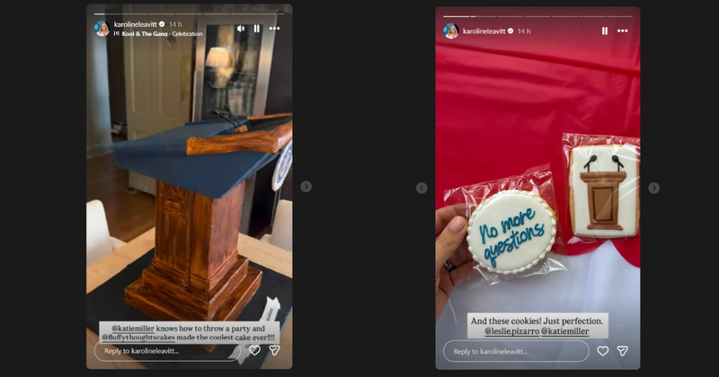 New Photo - Karoline Levitt Celebrates Her Departure from Trump’s White House With ‘No More Questions’ Cookies in Her Farewell