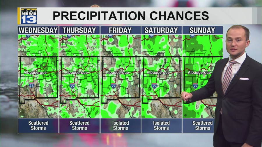 Storm chances increase across New Mexico Wednesday