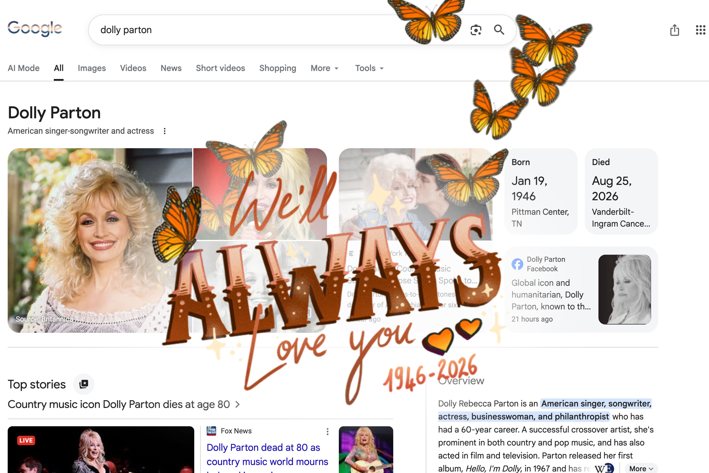 Dolly Parton spent her life chasing butterflies. The symbol became part ...