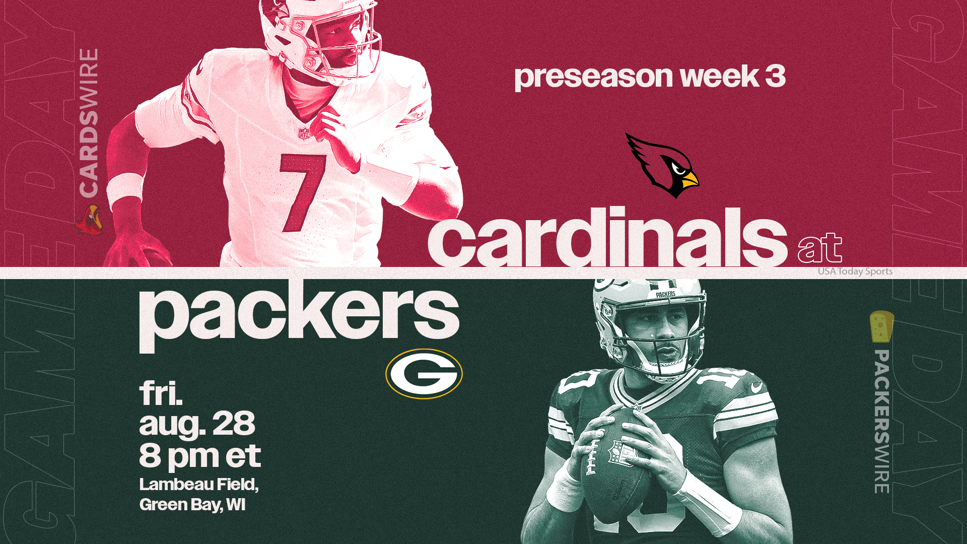 Cardinals vs. Packers uniform, jersey colors in preseason finale