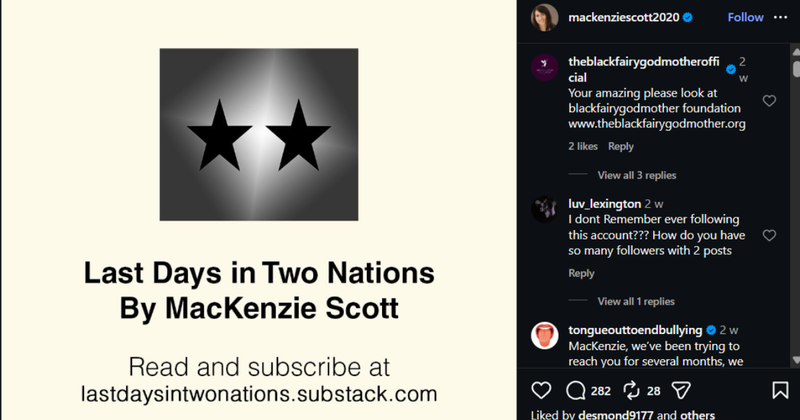 MacKenzie Scott announces her latest fictional work. (Image Credits: Instagram/@mackenziescott2020)