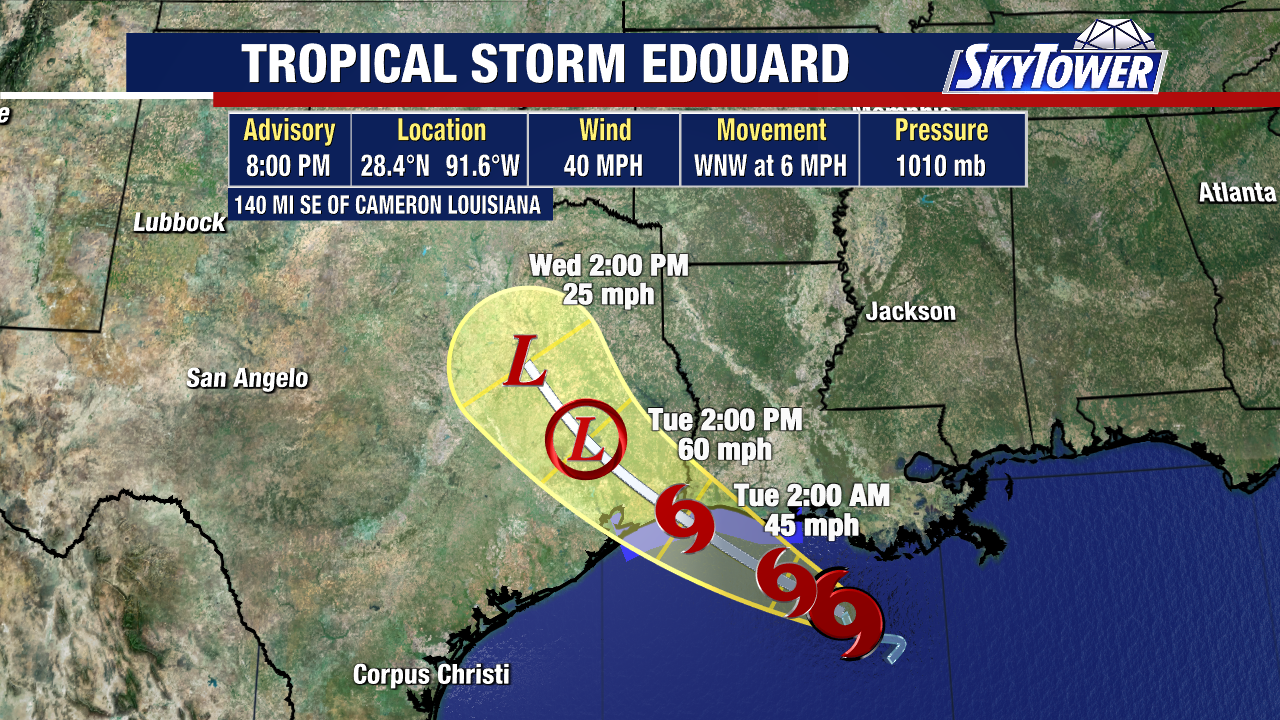 NHC: Tropical Storm Edouard forms in Gulf; Dolly remnants to increase ...