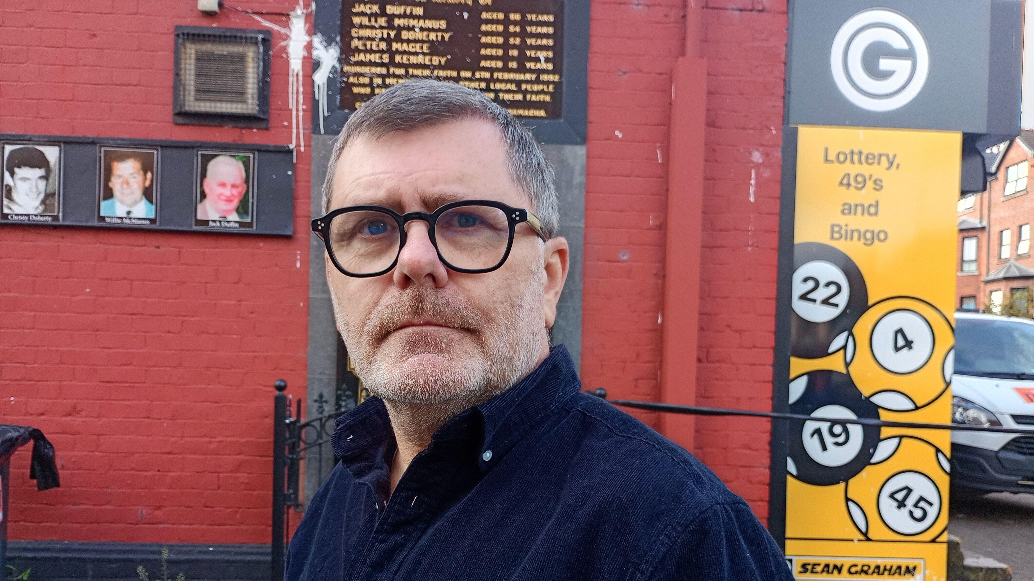 New Photo - Vandalism of Sean Graham bookmakers memorial 'hurtful and hateful', families say