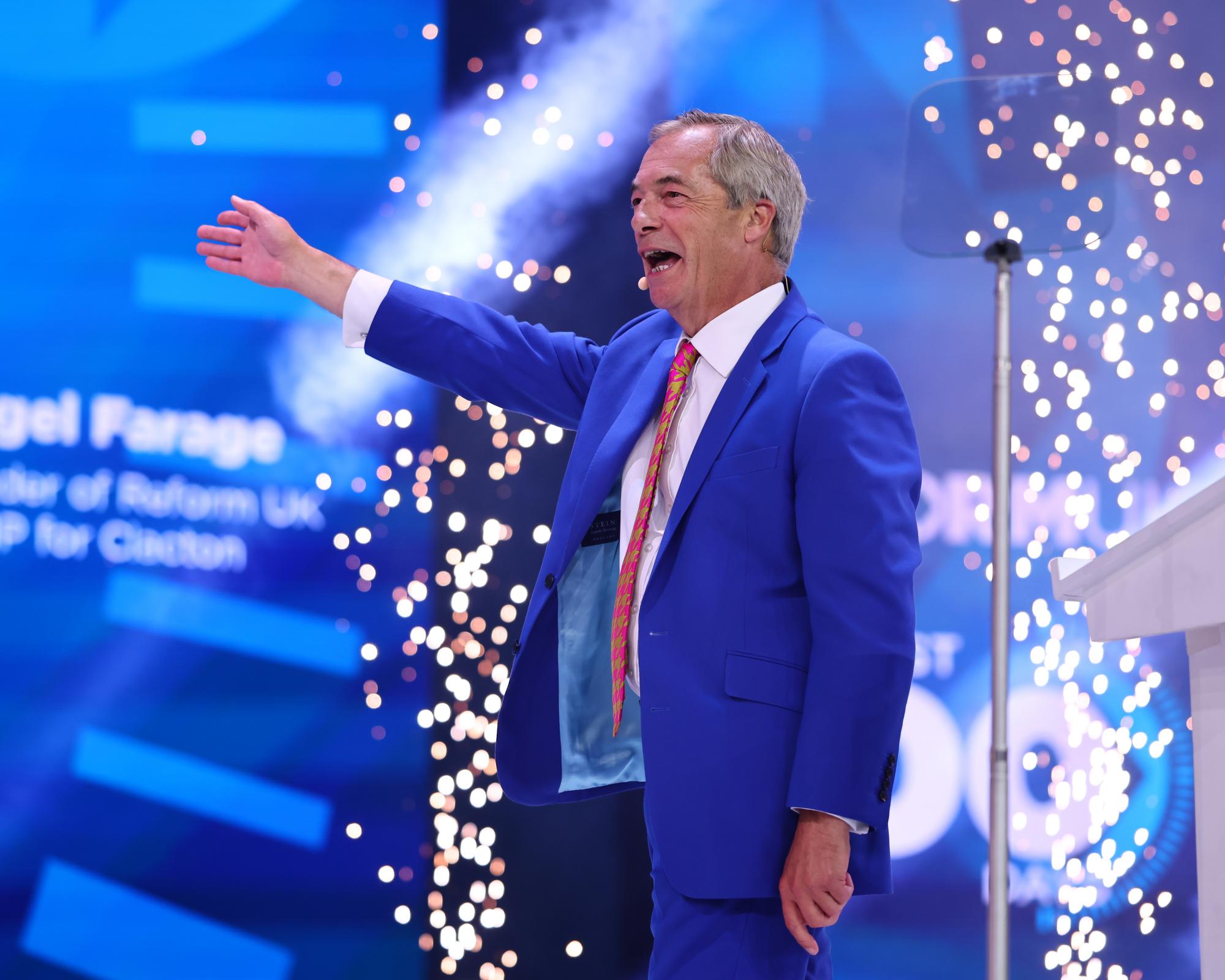 Farage seeks to shore up damaged leadership as scandal engulfs Reform conference